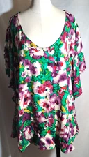 Pure Energy Pretty Floral Print Blouse Top Size 3X