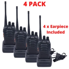 Long Range Walkie Talkie Set 5 Mile Two Way Radio Headset Rechargeable 4 Pack