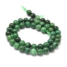 Green African Jade Beads Plain Round 8mm Strand Of 40+