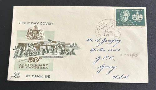 Australia FDC WCS 1963 50th  Anniversary Of Canberra