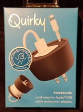 BNIB  Quirky POWERCURL for Apple USB Cable  Power Adaptor  BLACK