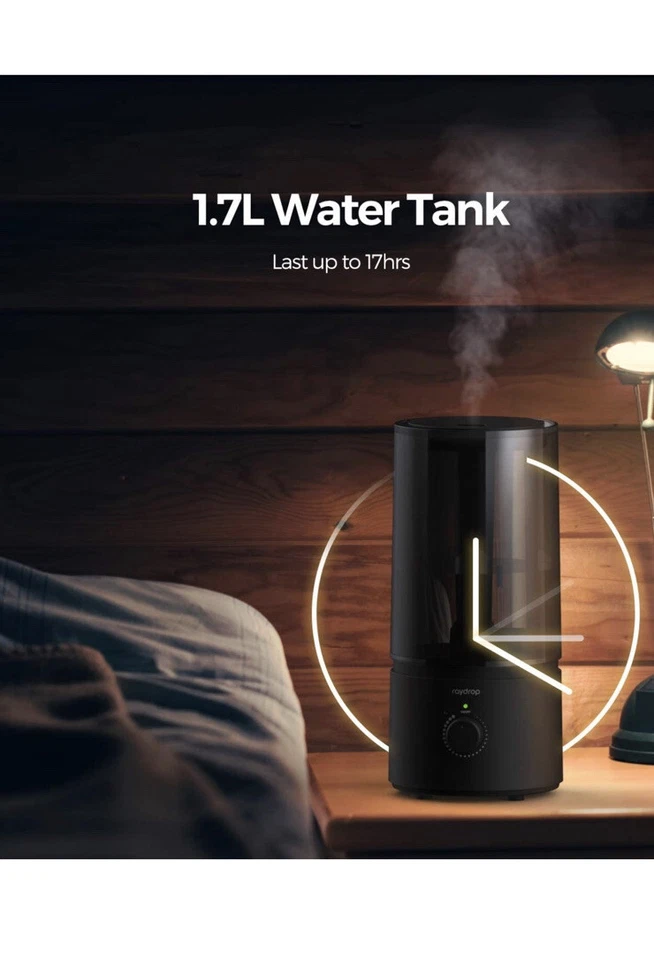 raydrop Cool Mist Humidifiers for bedroom 1.70 L Quiet and Small Ultrasonic Hum - Image 4 of 4
