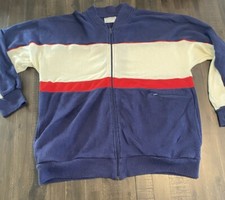 Vintage 1980s 100 Acrylic Track  Court Full Zip Track Tennis Jacket XL