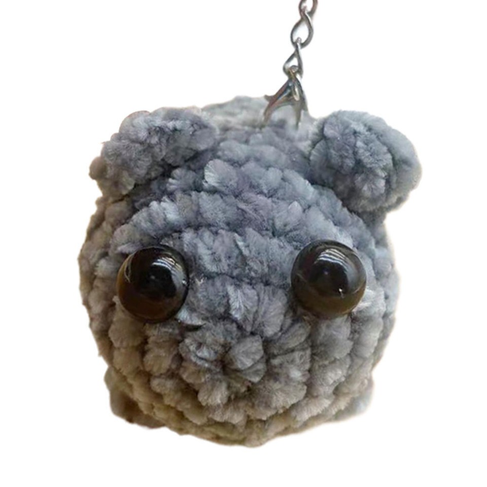 Crochet plush sad hamster meme key rings for car keys backpack handbag