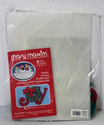 MARY MAXIM JOY (7407) WALL HANGING CHRISTMAS 18 X 11 PLASTIC CANVAS NEEDLEPOINT