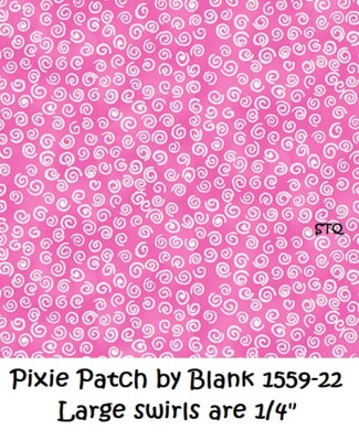 Pixie Patch Cotton Quilt Fabric Blank BTY White Swirles on Pink 1559-22 ...