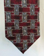 American Traditions Necktie Red with Squares Pattern, Made in USA 100% Silk