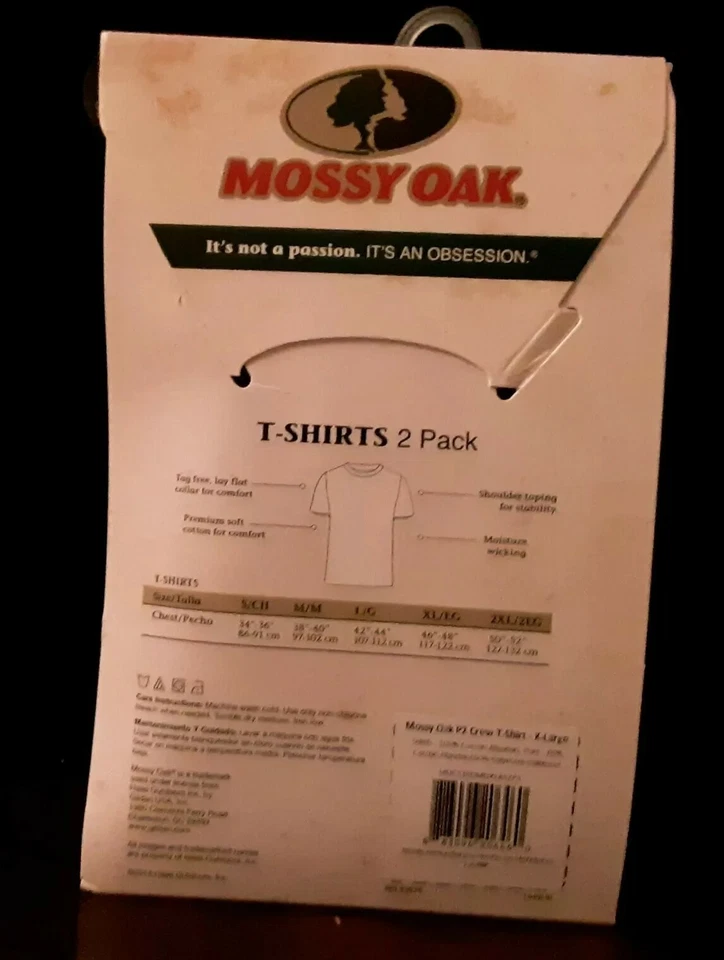 Pk. of 2 Mossy Oak Men's T-Shirts Camo/Black Moisture Wicking - Hunting XL NEW - Image 2 of 2