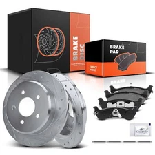 Rear Drilled & Slotted Brake Rotor w/ Ceramic Brake Pad for Ford Explorer Ranger