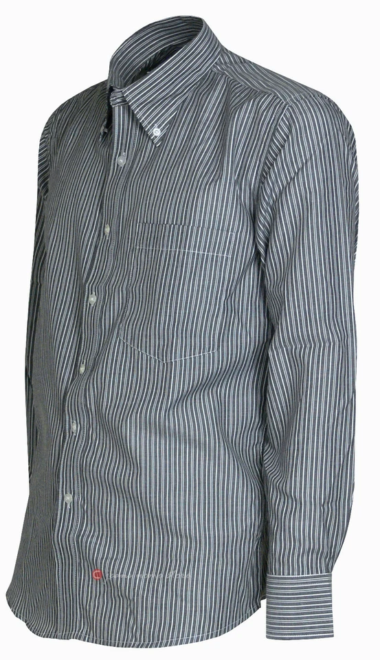 Camicia uomo manica lunga in misto cotone rigata taschino bottoncini tg da 39 46 - Immagine 4 di 4