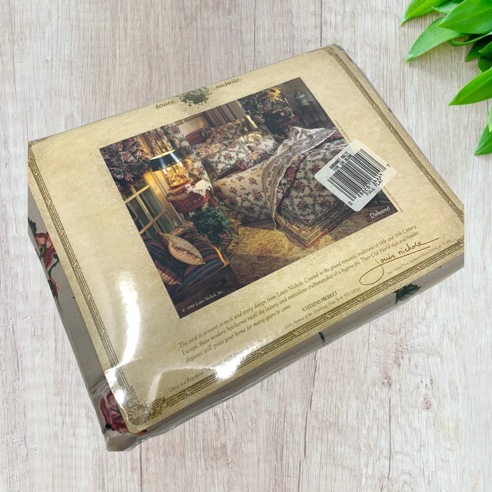 Vintage 1988 New Utica x Louis Nichole "Dubonnet" Multi Floral Full Flat Sheet A - Image 3 of 4