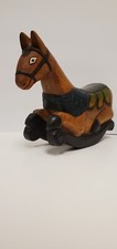 Farmhouse Wooden Carved Rocking Horse Painted Pier 1 Mantel Figurine