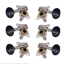 3x3 Vintage-Style Black Button Guitar Tuners w/ screws and washers