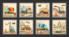 Construction Scenes Fabric 23" X44" Panel Another Brick Cotton Blank Quilting