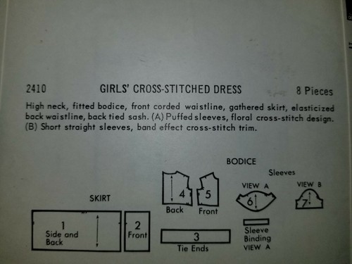 Dress Cross Stitched Sewing Pattern Girls Size 6 VTG Butterick 2410 Cut Checked - Picture 3 of 5