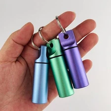 Keychain Medicine Pill Box Case Bottle Holder Waterproof Metal Container 3 PCS