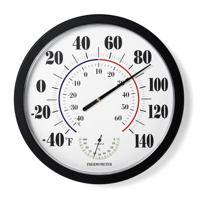 Indoor Outdoor Thermometer Wall Large Numbers Thermometer No Battery 10'' Hanging