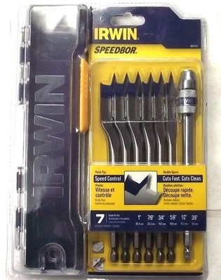 Irwin Speedbor Blue-Groove Spade Bits 7-Piece Slim Case 1891773