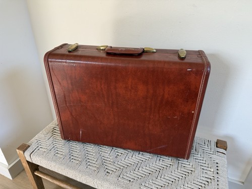 🍊Vintage 1960s Samsonite Streamlite Hardshell Brown Suitcase Luggage 21" x 16"