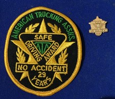 RARE Old ATA American Trucking Assns. 29 Years Safe Driving Service Patch & Pin