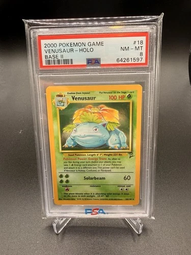 2000 Pokemon Base Set 2 Venusaur Holo #18/130 PSA 8 Swirl