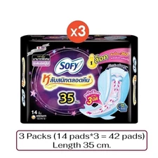 3X Sofy Wing Night Sanitary Napkins Feminine Pads 35cm Long Overnight Protection