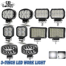 LED Work Light Flood 12V/24V Auxiliary Headlight for Tractors Trucks Farming