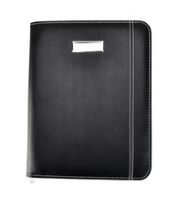 Arpan Black Faux Leather A5 Size Zipped Conference Folder with A5 Lined Writi...