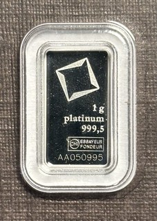 1 gram Platinum Bar Valcambi Suisse .999 Fine Sealed Assay Card #050995