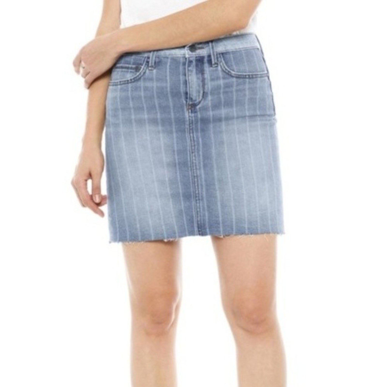Sam Edelman Jenny Striped Denim Mini Skirt Size 10/30 NWT
