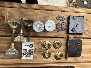 Glass Door Knob Art Deco Hardware 6 Knobs Parts Escutcheons Rehab Restore