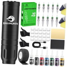 Wireless Tattoo Pen Kit Starter Set with Ink and Needles for Beginners