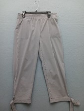 Talbots Women's Straight Size M Black Gingham Check Ankle Tie Pants