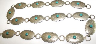 Fantastic 64inch southwest sterling silver turuoise concho belt/necklace #1138