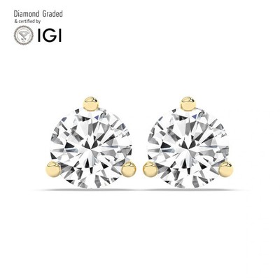 Runde Solitär Labgrown Diamant Ohrstecker 18k Gelbgold 2 Kt F Vs1