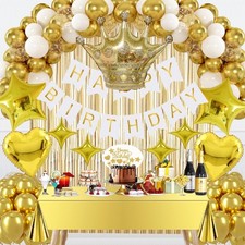 Golden Birthday Decorations Set - Gold Party Decorations with Banner, Crown B...
