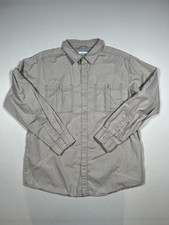 Columbia Shirt Mens Large Tan Omni-Shade Sun Protection Fishing Hiking