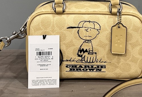 Coach X Peanuts CBJ63 Satchel Crossbody Bag In Signature Canvas Charlie Brown - Picture 9 of 17
