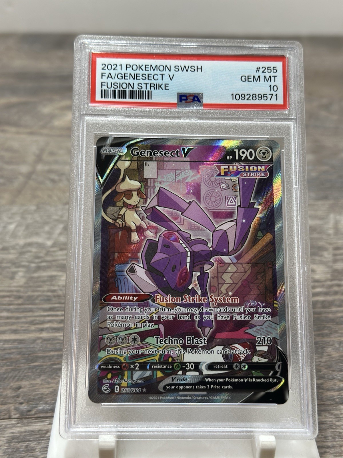 2021 POKEMON SWORD & SHIELD FUSION STRIKE #255 GENESECT V FA PSA 10