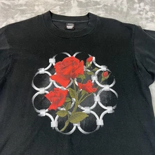 Vintage Screen Stars Best Shirt Mens Large Black Rose Graphic Made USA 90s