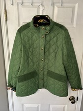 Chaqueta acolchada verde para mujer Joules Boldly British con acento floral XL 14