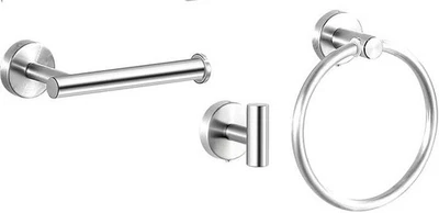 KES Toilet Roll Holder, Hook and Towel Ring Set, Bathroom Chome 3 piece Set. - Image 1 of 4