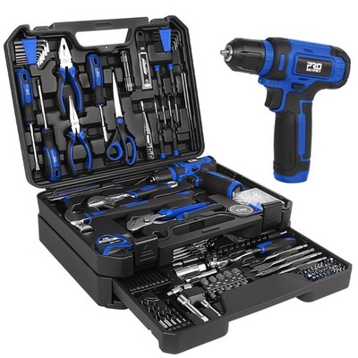 Tool Set with 8V Cordless Drill, 369-Piece Home Tool Kit with Drill Driver, T...