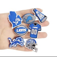 Detroit, Blue, Gray, Lion Charms For Crocs 10 Piece