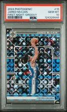 2024-25 Panini PhotoGenic Jared McCain #15 Rookie First Night Groovy /35 PSA 10