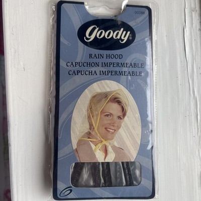 Goody Vintage Plastic Rain Bonnet Hood Clear Black Trim