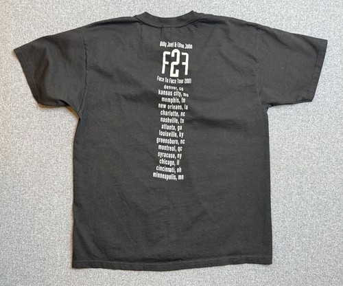 T-shirt vintage 2001 Billy Joel Elton John Face 2 Face Tour concert taille L - Photo 7/10