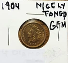 NICE TONED  1904  INDIAN HEAD CENT / PENNY. SHARP LIBERTY , MUST SEE !