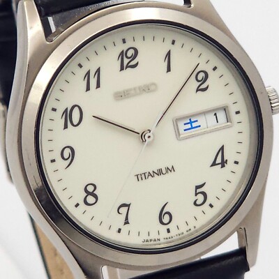 SEIKO Spirit 7N43-9090 Titanium White Dial Day Date KANJI
