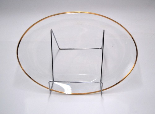 Vintage Clear Glass Oval Platter 13"x9" Gold Rim Elegant Serving Tray Unmarked - Bild 9 von 9